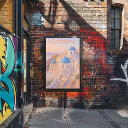 Santorini Sunset Pastel Impressionist Romantic Poster