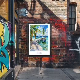 Tropical Belize Coastal Scene Travel Poster PosterGoat
