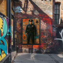Bold Police Officer Portrait for Law, Order, and Justice Poster