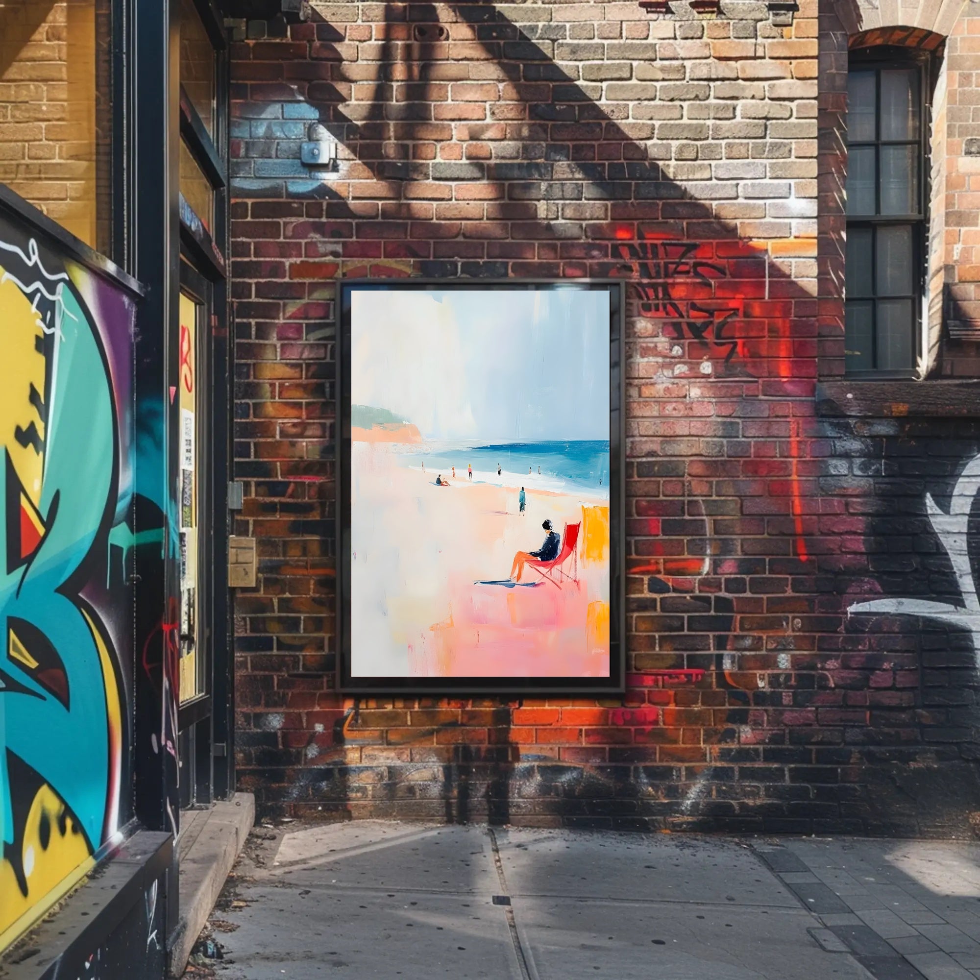 Serene Beach Scene Poster Pastel Coastal Wall Art