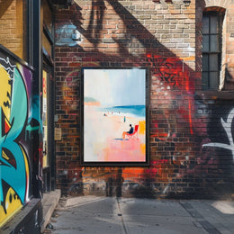 Serene Beach Scene Poster Pastel Coastal Wall Art