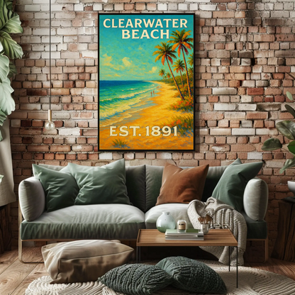 Clearwater Beach Florida Palm Coast Travel Poster
