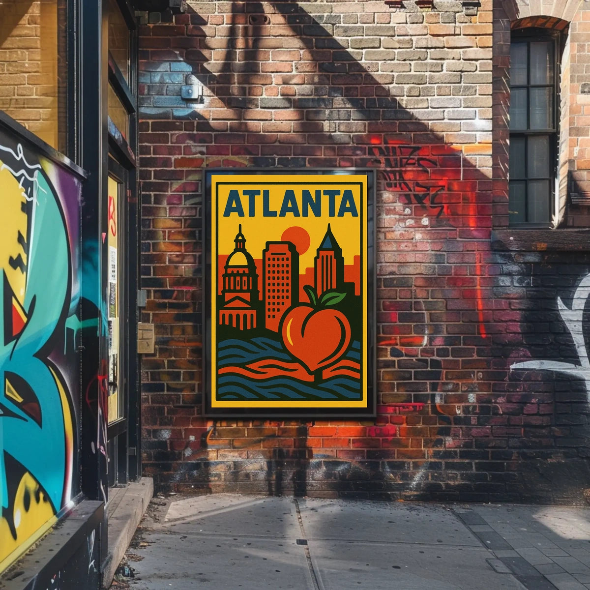 Atlanta Skyline And Peach Poster