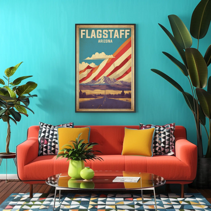 Flagstaff Arizona Mountains Roadscape Vintage Travel Poster