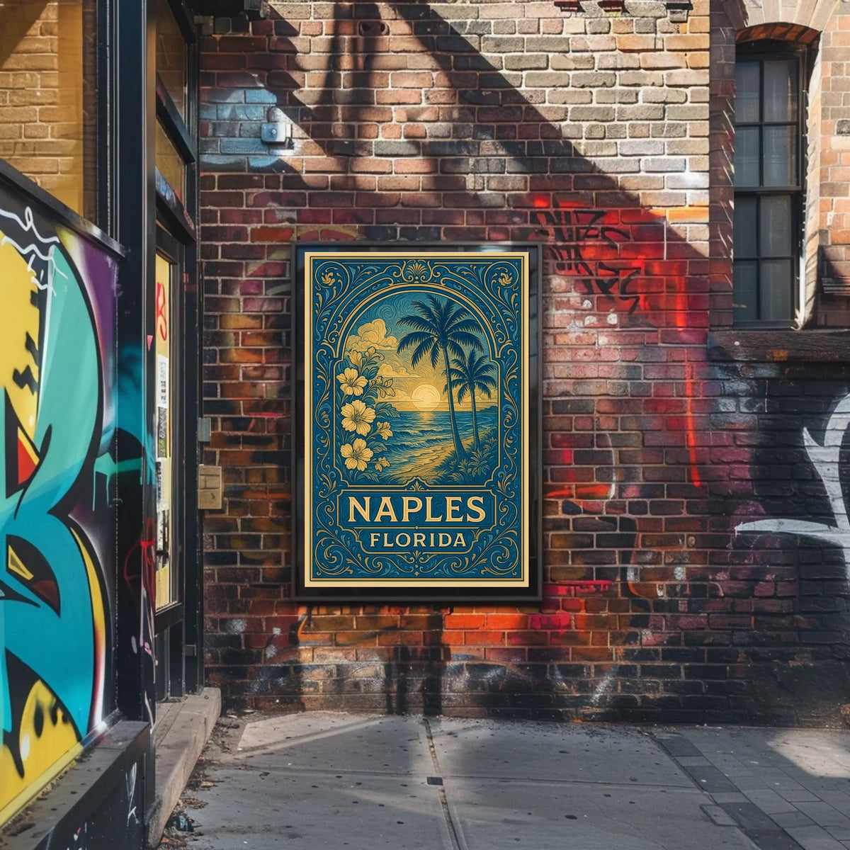 Naples Florida Vintage Travel Poster Coastal Charm Decor