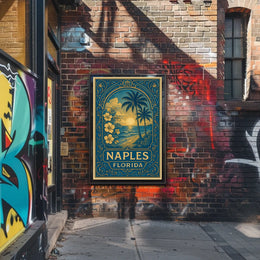 Naples Florida Vintage Travel Poster Coastal Charm Decor