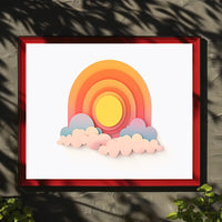 Modern Abstract Sunrise Sunset Paper Art Poster