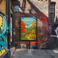 Vermont Scenery Nature Autumn Illustration Poster