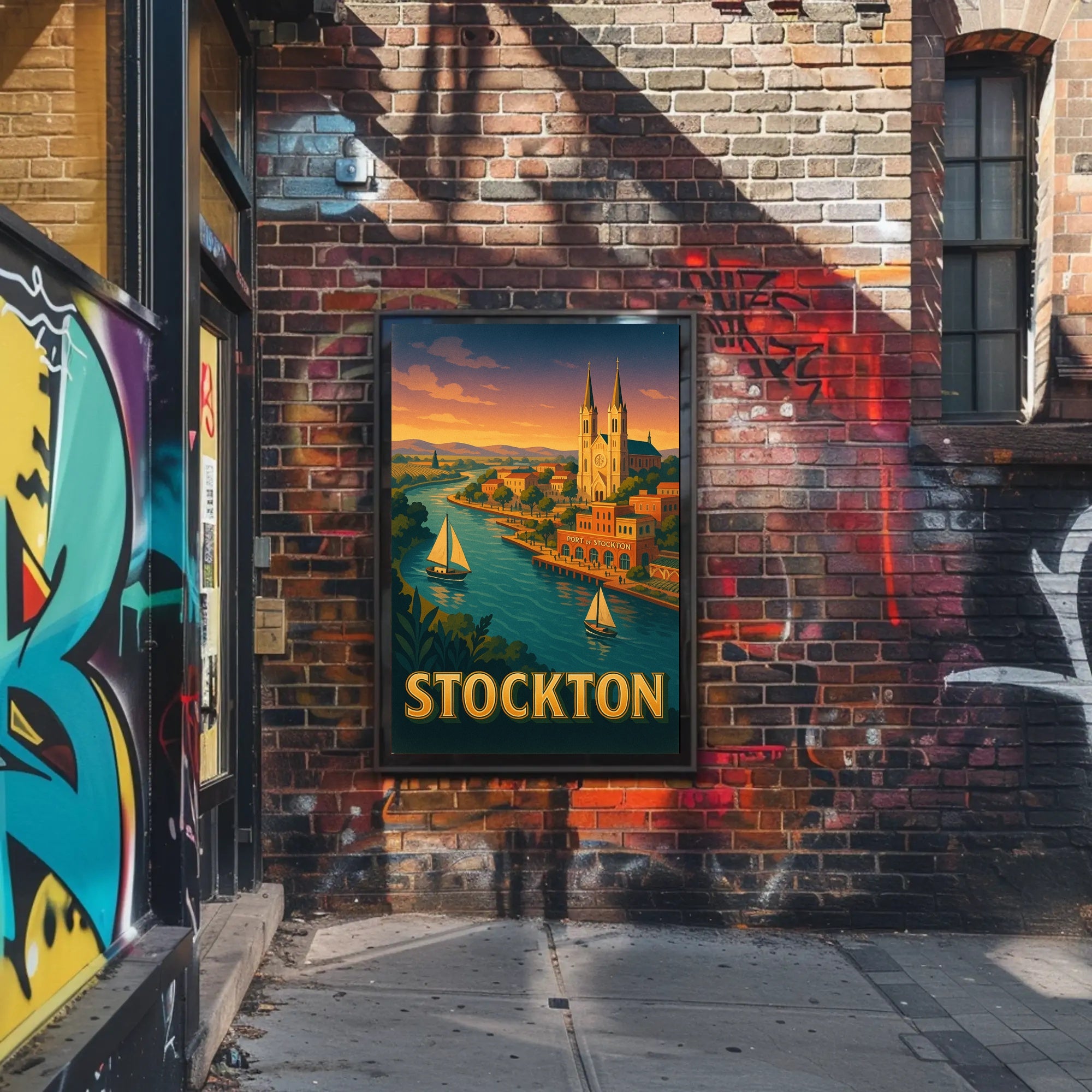 Stockton Vintage Travel Poster