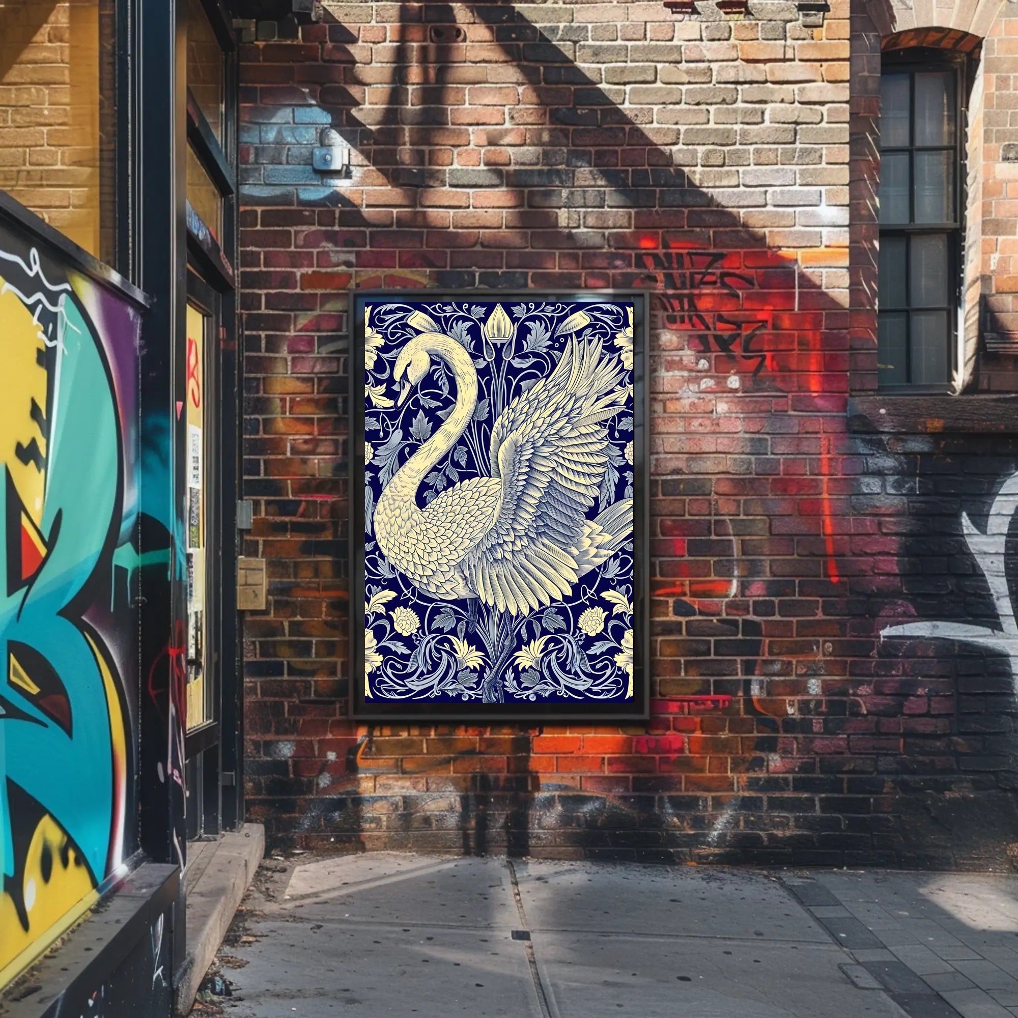 Elegant Swan and Floral Patterns Animal Poster