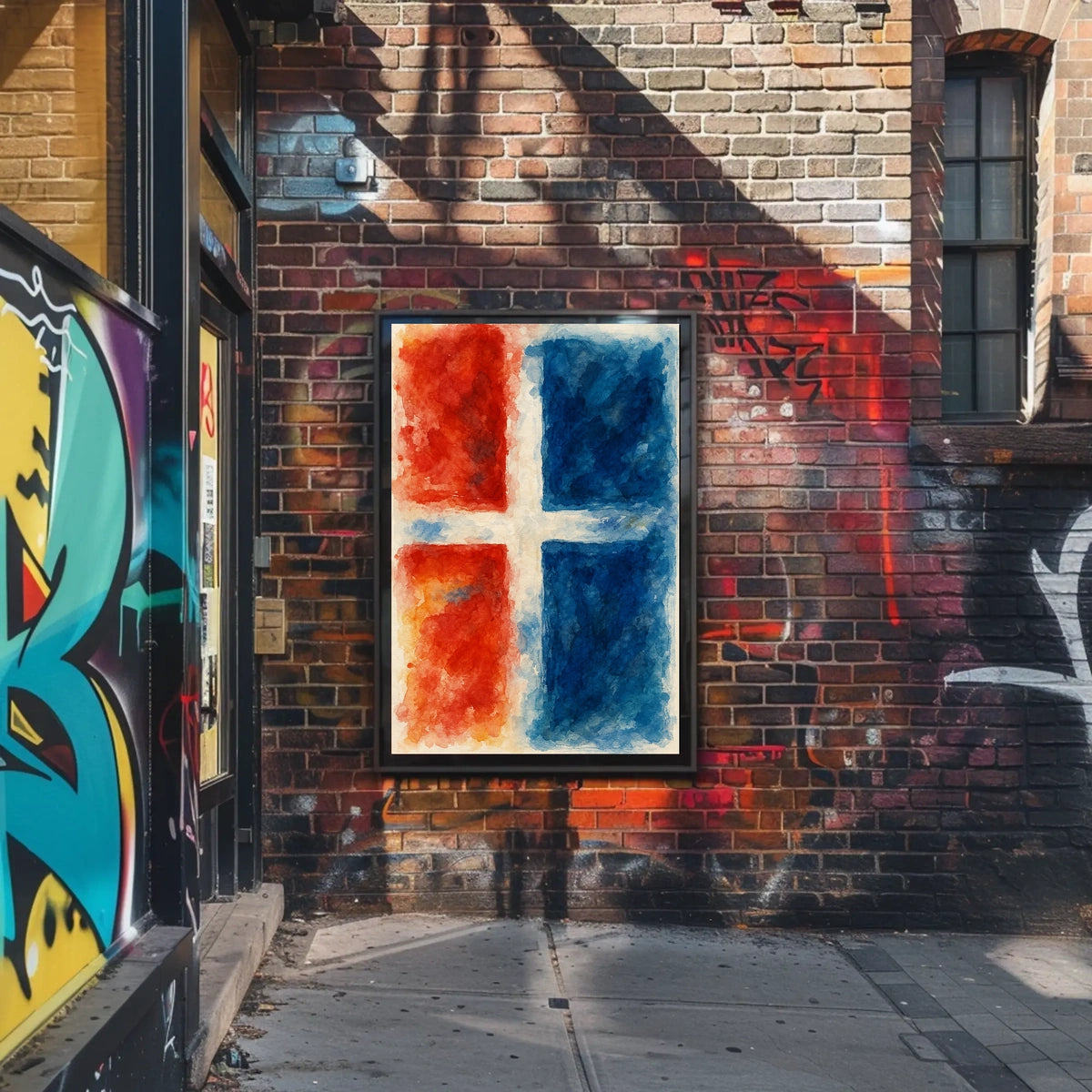 Abstract Red And Blue Composition Poster
