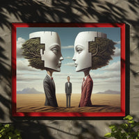 Surreal Puzzle-Head Landscape in Artistic Poster