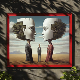 Surreal Puzzle-Head Landscape in Artistic Poster