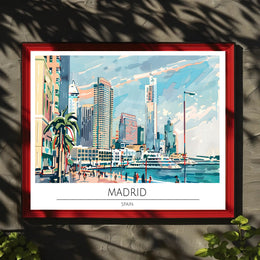 Vibrant Madrid Skyline Poster PosterGoat