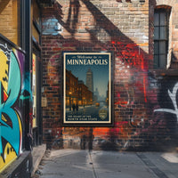 Vintage Minneapolis Winter Scene with Foshay Tower Urban or Cityscape Poster