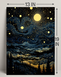 Starry Night Landscape Poster PosterGoat