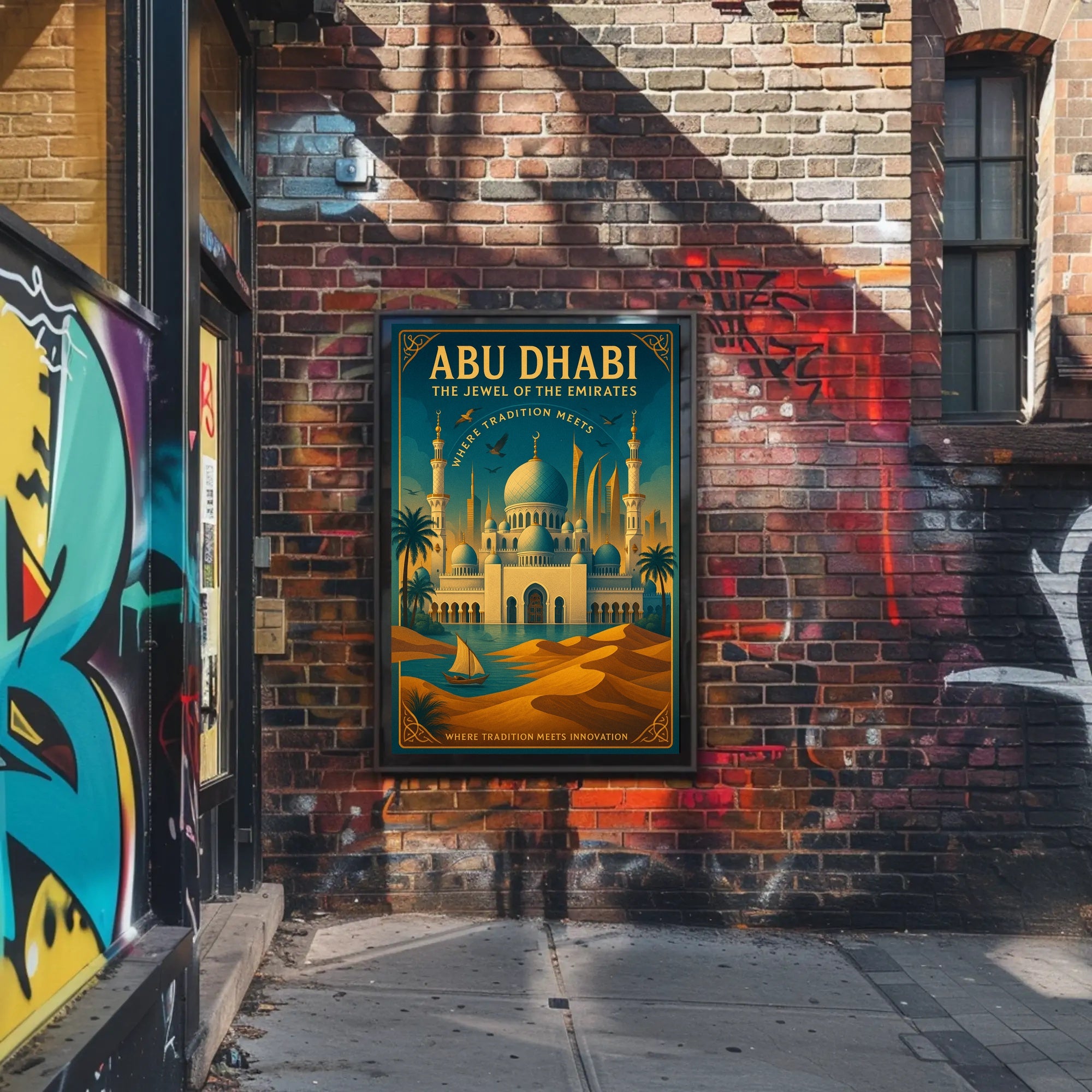 Abu Dhabi Elegance: Modern Meets Vintage Cultural or Heritage Poster