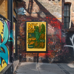 New York City Highlights Travel Poster Vintage Wall Art