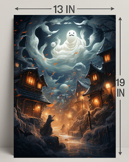 Enchanted Village Under Ghostly Skies Poster