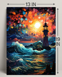 Lighthouse At Dusk Poster