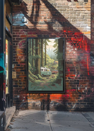 Serene Retro Escape Forest Camping Travel Poster