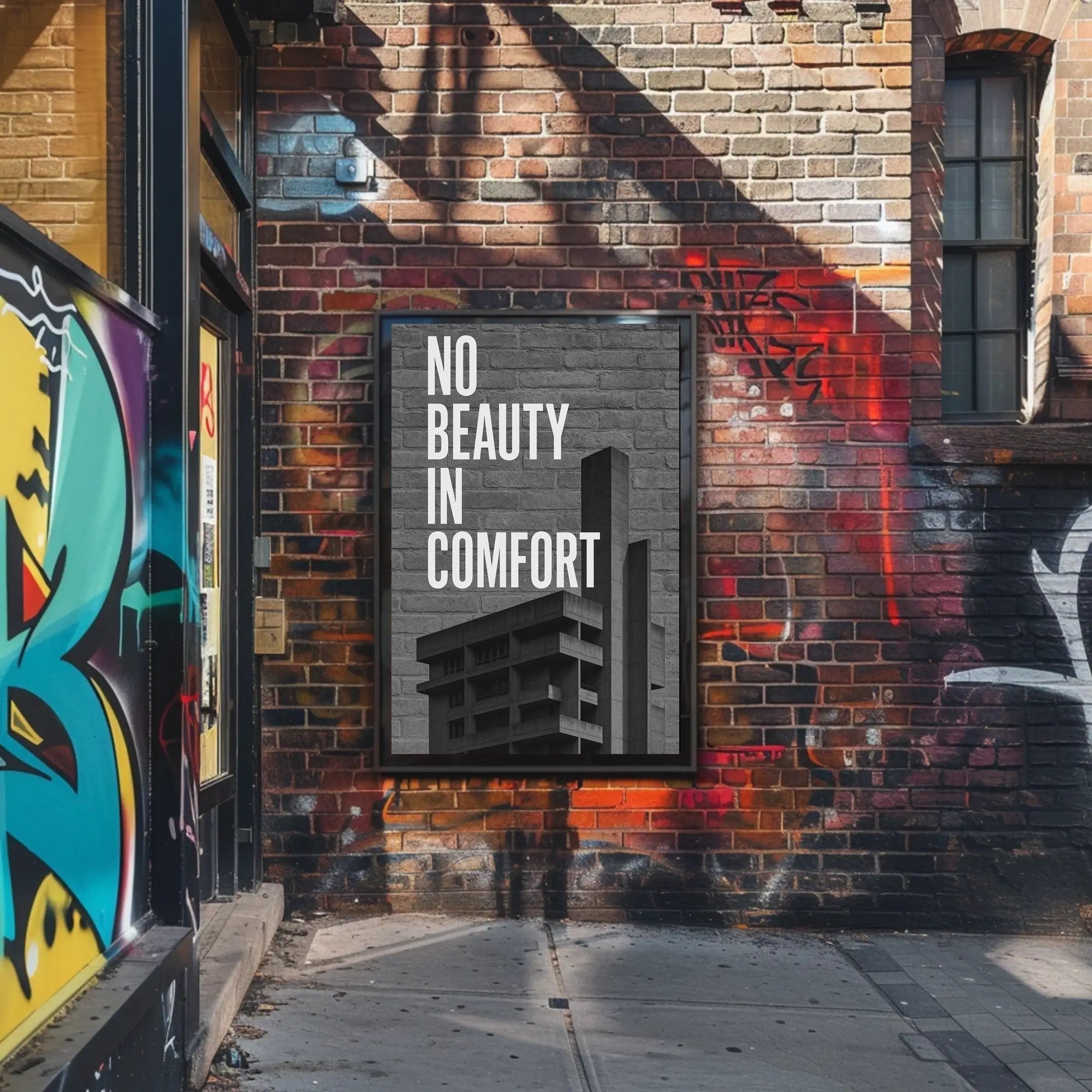 NO BEAUTY IN COMFORT Urban or Cityscape Poster