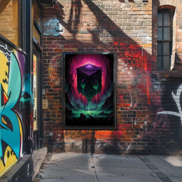 Mystical Cube In A Surreal Landscape Poster
