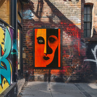 Abstract Portrait Poster Orange Black Modern Art