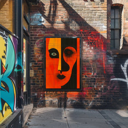 Abstract Portrait Poster Orange Black Modern Art