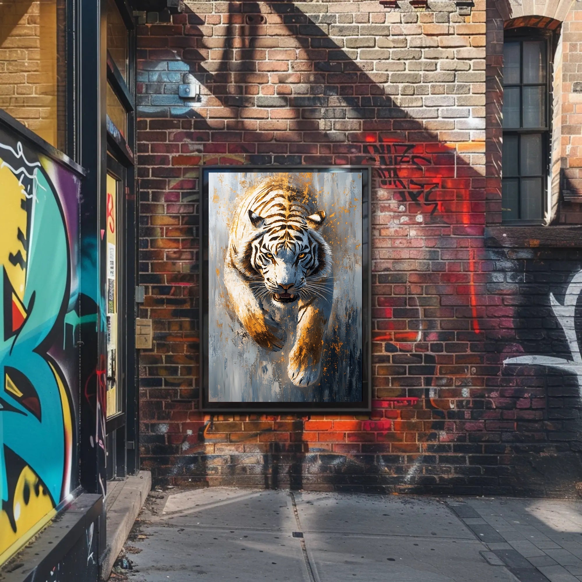White Tiger in Motion, Bold Animal Poster