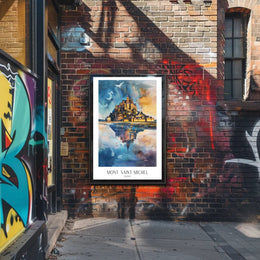 Mont Saint-Michel Painting: Vivid Watercolor Travel Poster PosterGoat