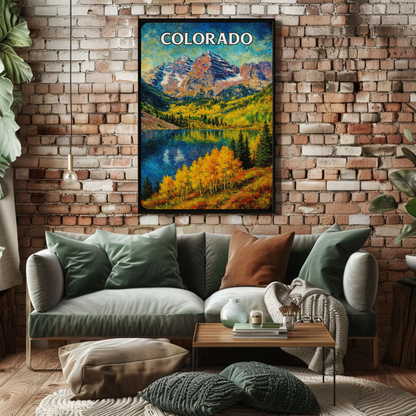Colorado Fall Landscape Mountain Lake Travel Poster