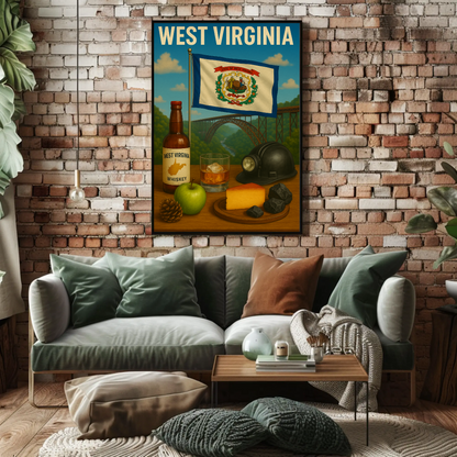 West Virginia Coal Whiskey Cheese Apple Bridge Travel Poster