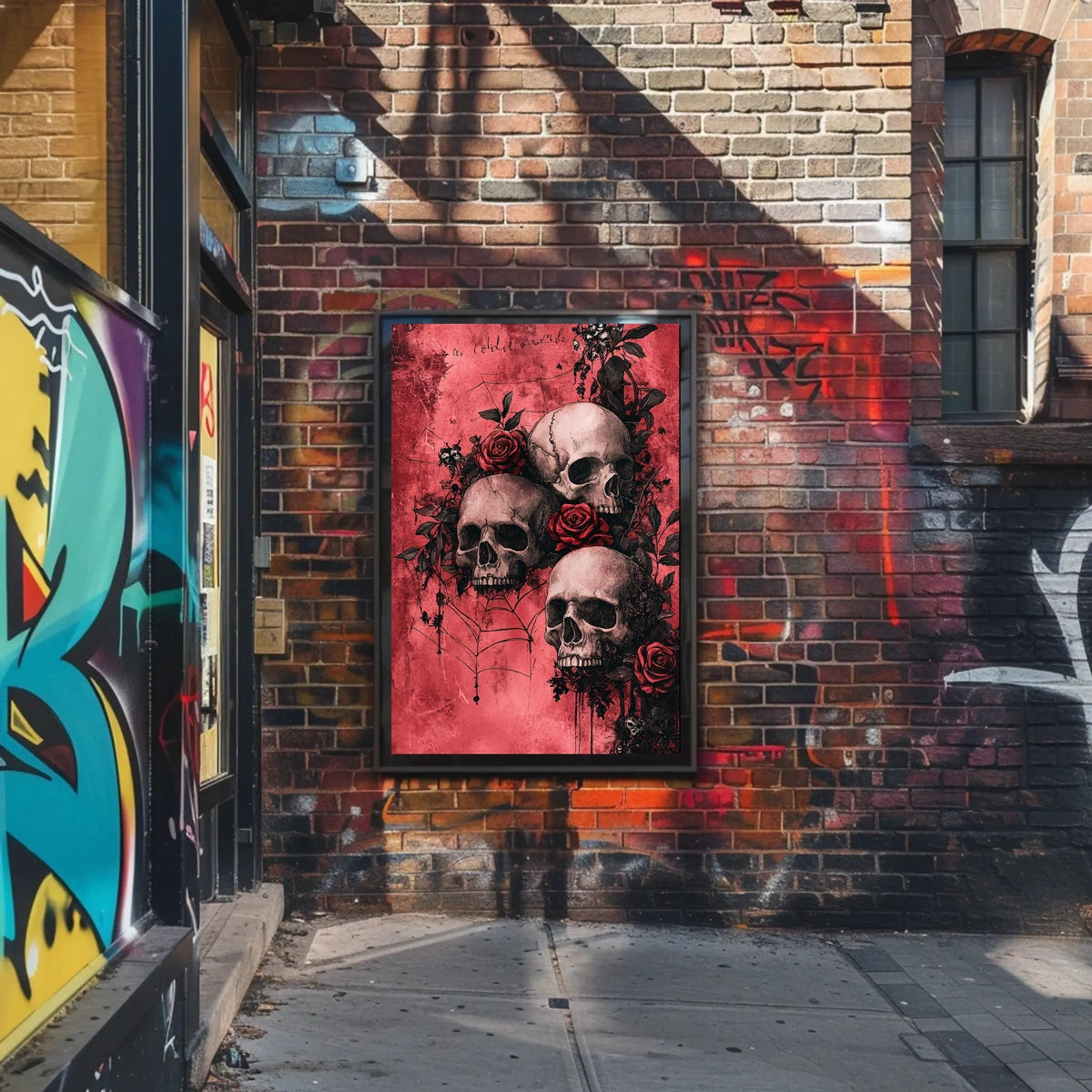 Gothic Skull and Rose Art Print - Artistic Poster