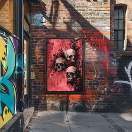 Gothic Skull and Rose Art Print - Artistic Poster