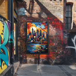Vibrant Sydney Cityscape Modern Abstract Artistic Poster