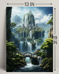 Enchanted Waterfall City Poster