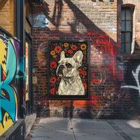 Floral Bulldog Portrait Poster