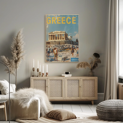Greece Acropolis with Tourists Poster