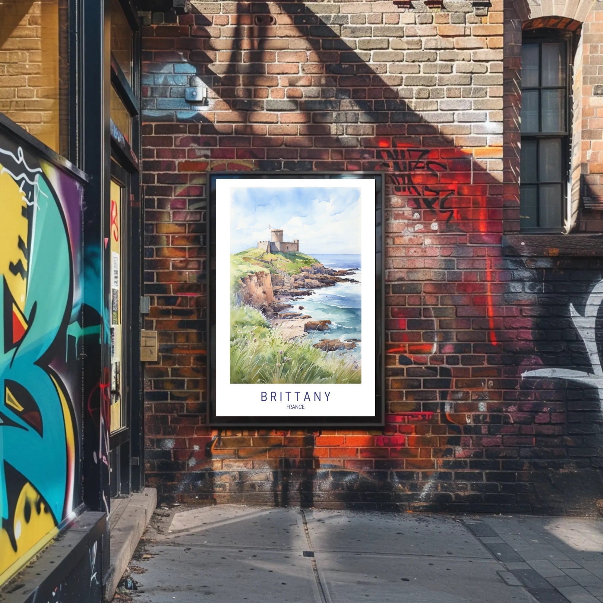 Brittany Coastal Castle Scenic Travel Poster PosterGoat