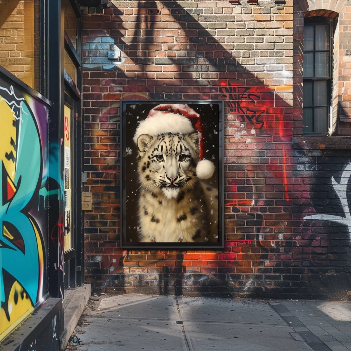 Festive Snow Leopard Poster