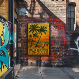 Island Christmas In Honolulu Poster