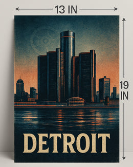 Detroit Skyline Vintage Poster Wall Art PosterGoat