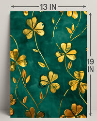 Golden Clovers Luxury Art Print Abstract or Artistic Poster