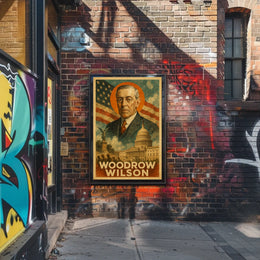 Woodrow Wilson 28th President of the United States Layered Digital Collage Poster