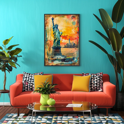 Statue of Liberty Vintage Travel Poster