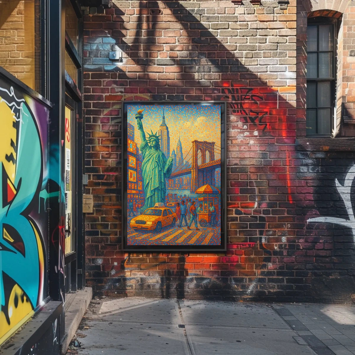 New York City Poster Abstract Mosaic Colorful Wall Art