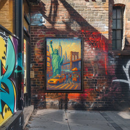New York City Poster Abstract Mosaic Colorful Wall Art