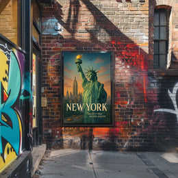 New York Statue of Liberty City Poster Vintage Wall Art