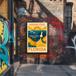 Florida's Vibrant Tribute: Retro Travel Poster